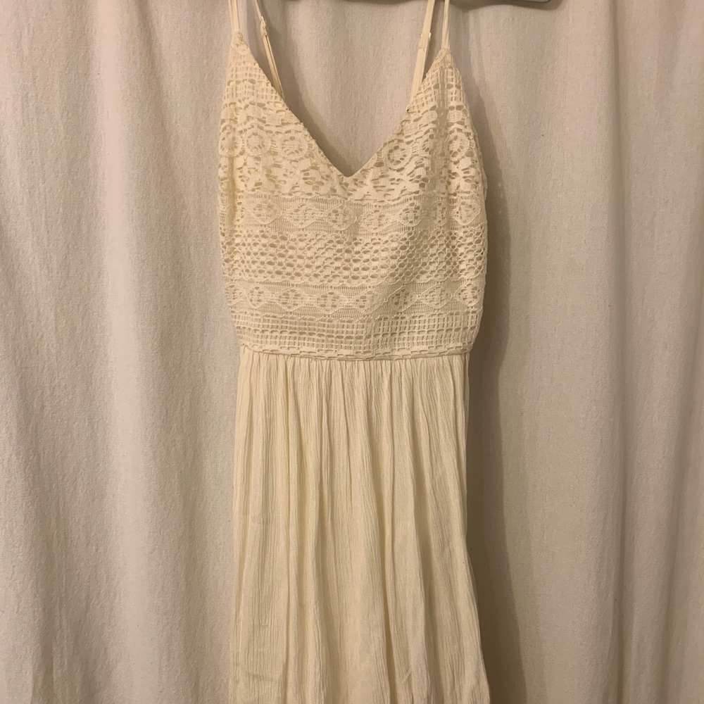 White Thin Strap Dress with Lace Forever 21